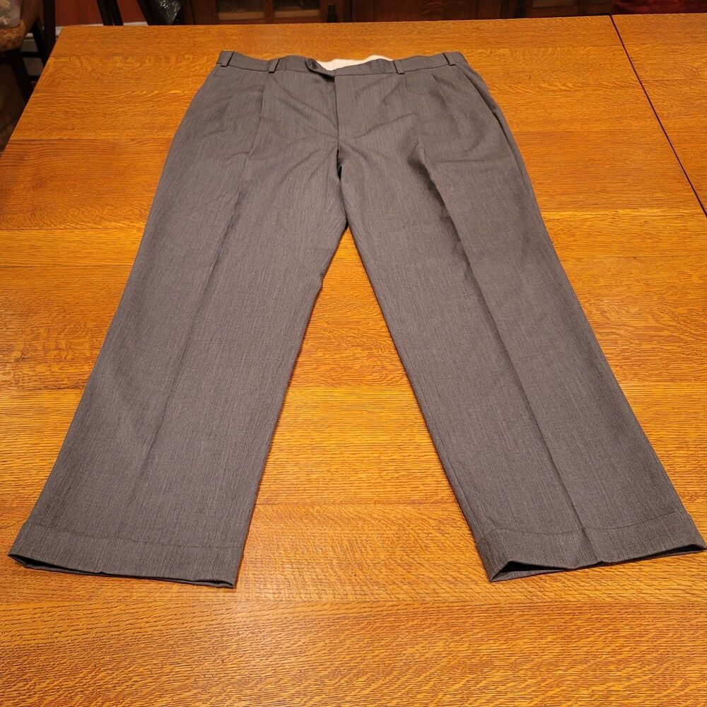 Brooks Brothers 100% Wool Dress Pants Gray Double Pleated Cuffed 38x32